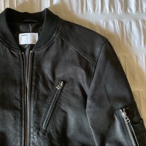 Your Neighbors Black Leather Bomber